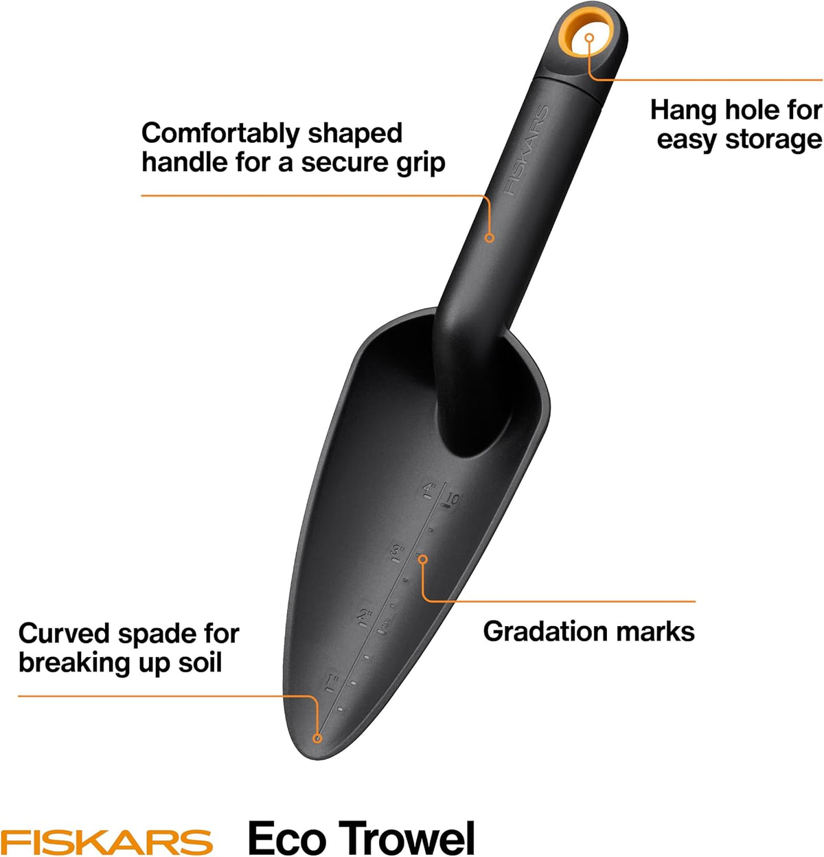 Fiskars Eco Trowel with Curved Spade, Ergonomic Garden Hand Tool