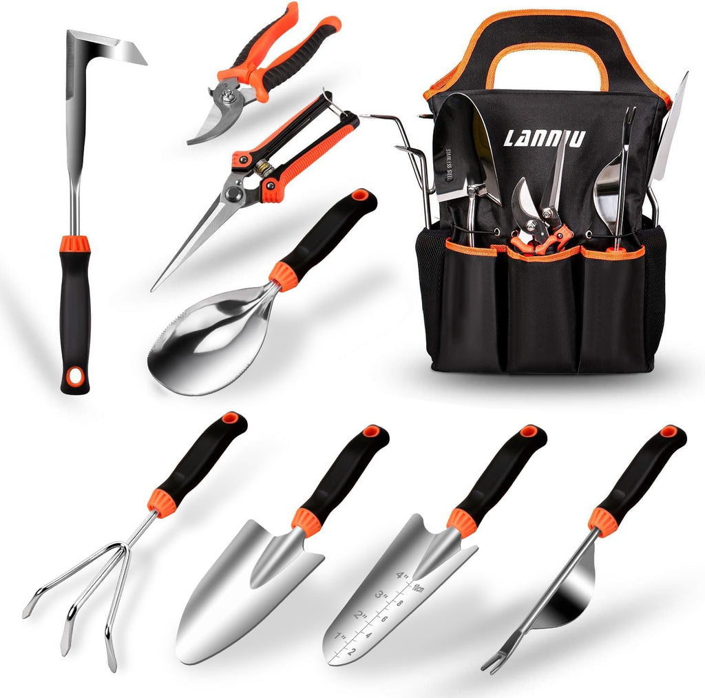 9 Piece Garden Tool Set, Heavy Duty Gardening Hand Tools Kit