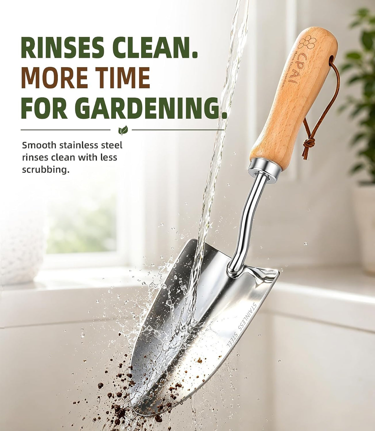 Garden Trowel, Heavy Duty 2mm Stainless Steel Hand Shovel