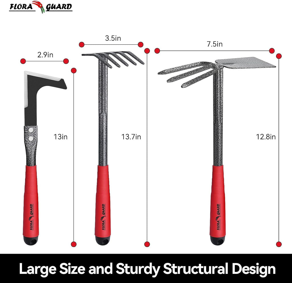 FLORA GUARD 6-Piece Garden Tool Set, Heavy Duty Steel Hand Tools