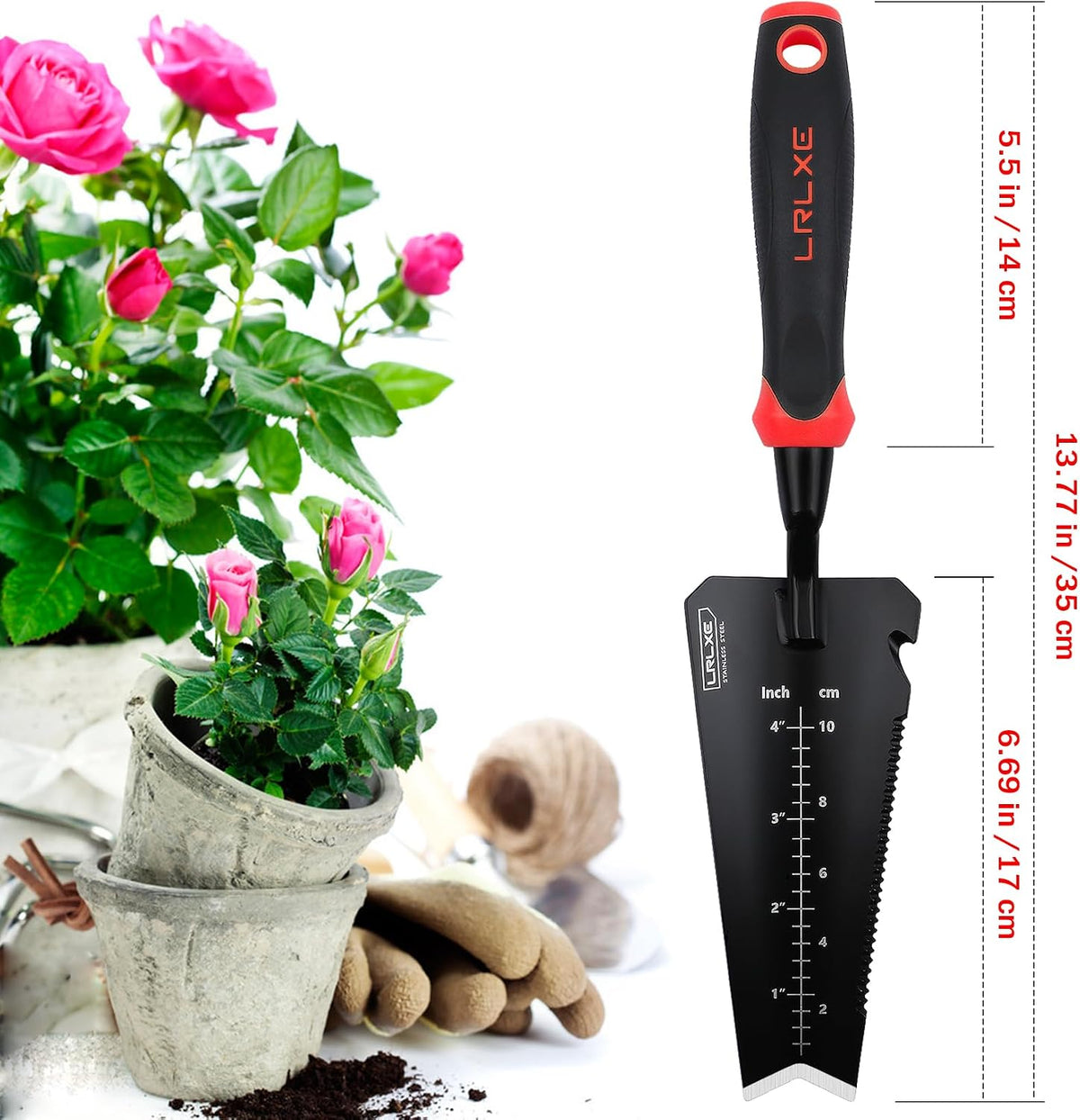 Heavy-Duty Garden Trowel (Red)