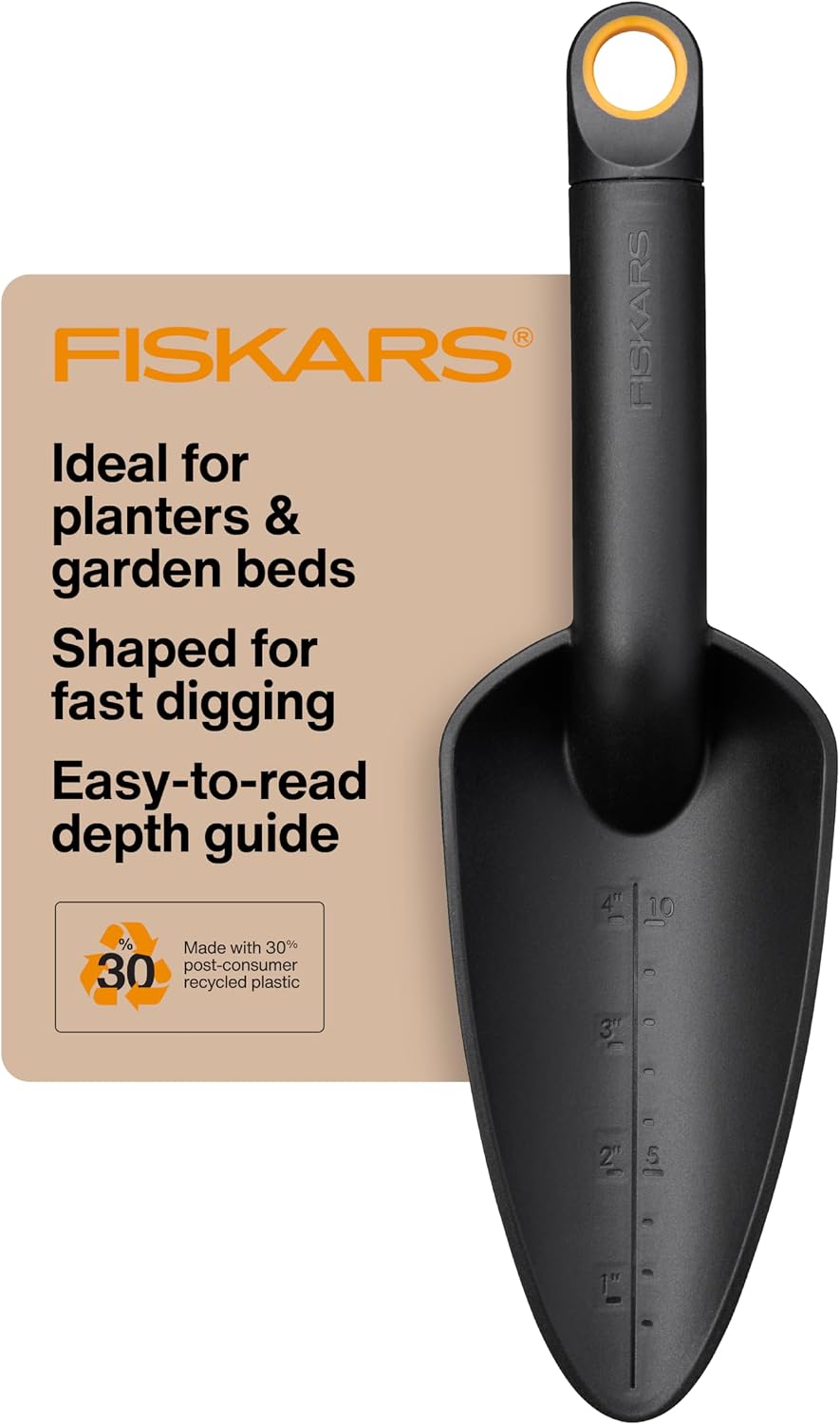 Fiskars Eco Trowel with Curved Spade, Ergonomic Garden Hand Tool