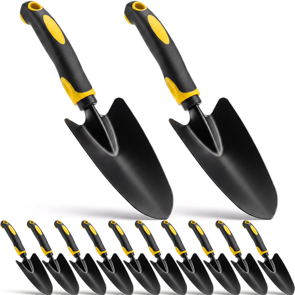 Product Image Yaocom Garden Shovel Aluminum Alloy Heavy Duty Trowel Garden Tool Small Shovels for Digging Metal Hand Trowel Spade with Soft TPR Handle for Lawn Yard Farm Home Shop Planting(12 Pcs)