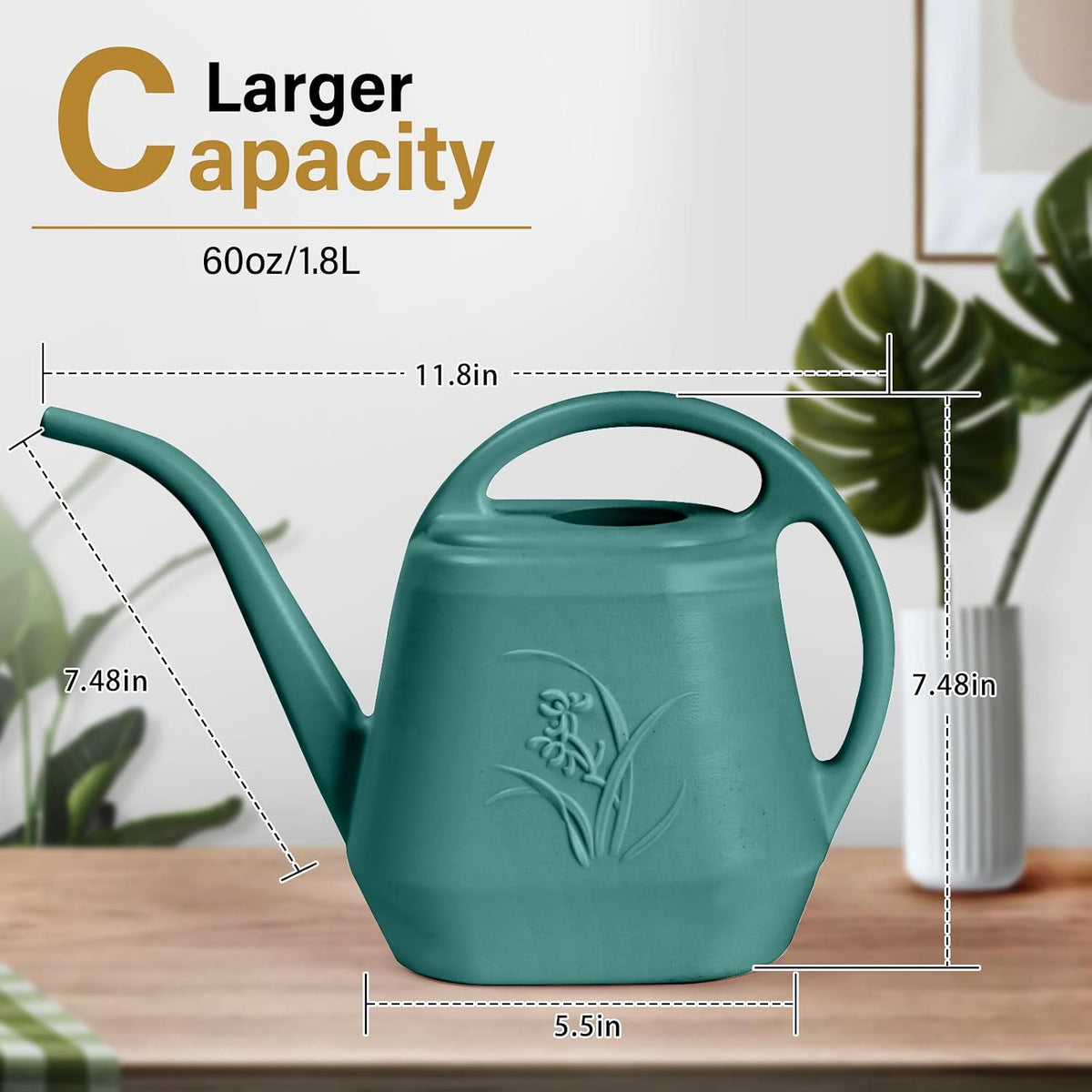 Plastic Watering Can - 1/2 Gallon - Green