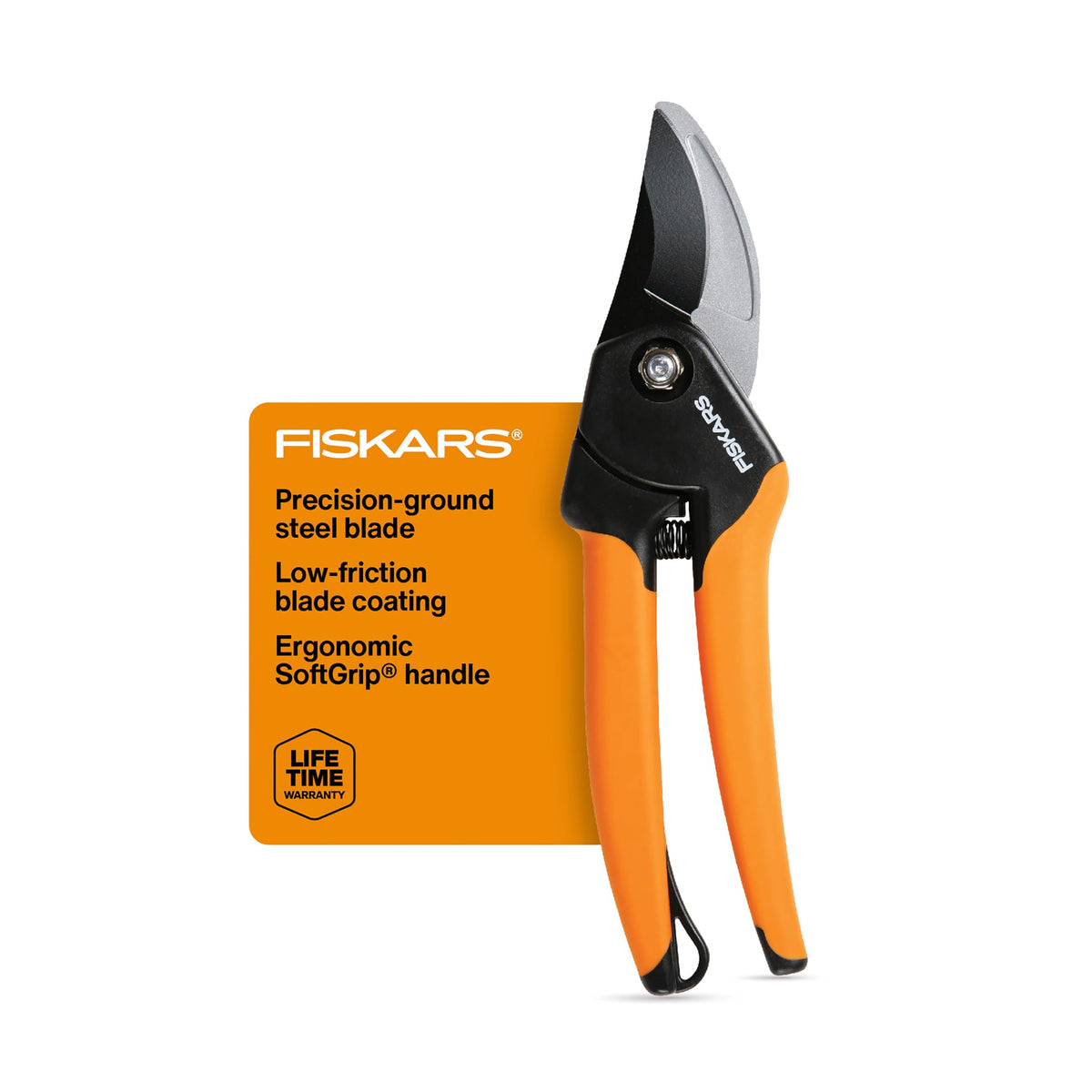 Fiskars Bypass Pruning Shears, 5/8" Cut Capacity Garden Clippers