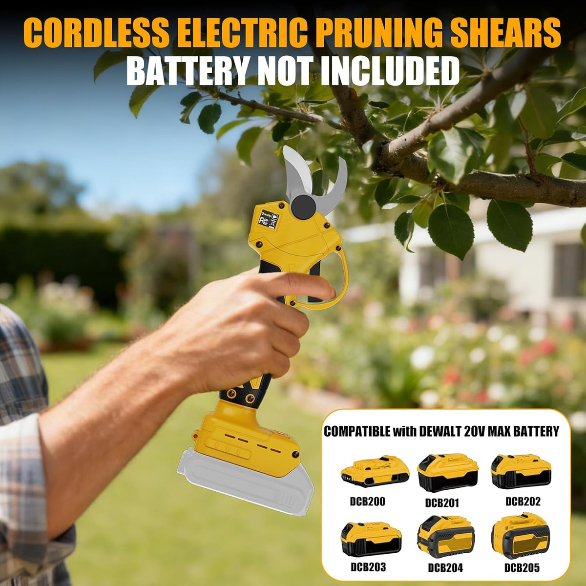 Cordless Electric Pruning Shears Compatible with Dewalt 20V Battery