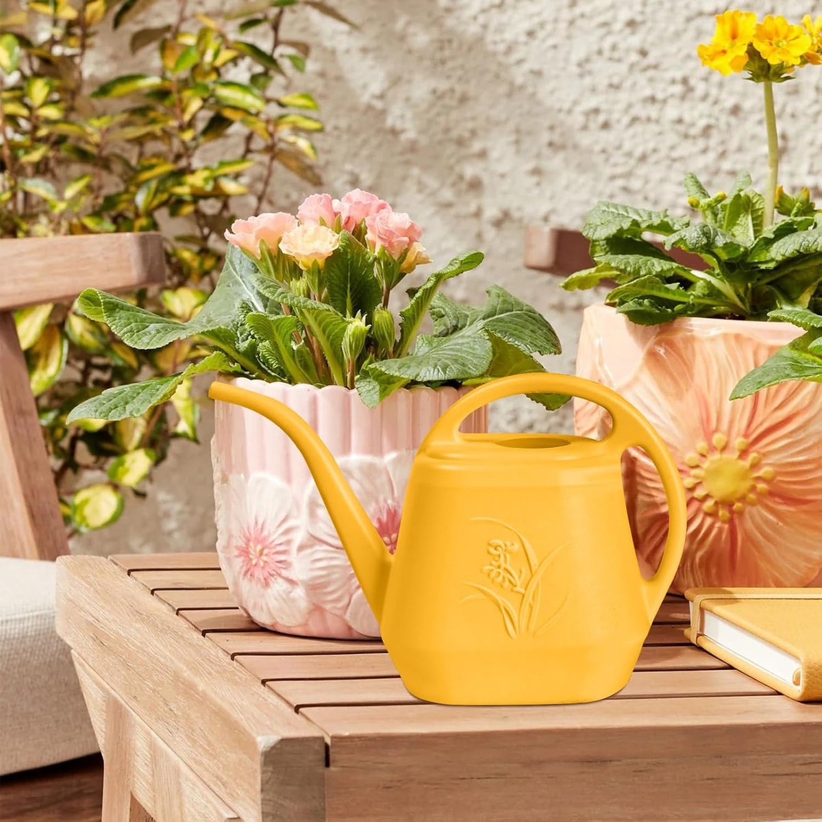 Hand Plastic Watering Can - for Indoor and Outdoor Home Garden Plants - with Long Spout - Orange - 1/2 Gallon