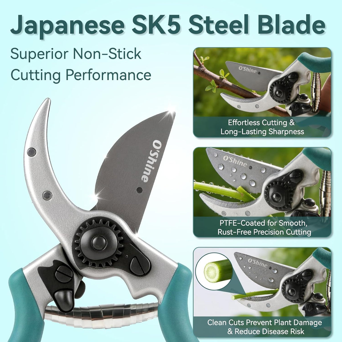 O'Shine Premium Bypass Pruning Shears - Heavy Duty Garden Shears
