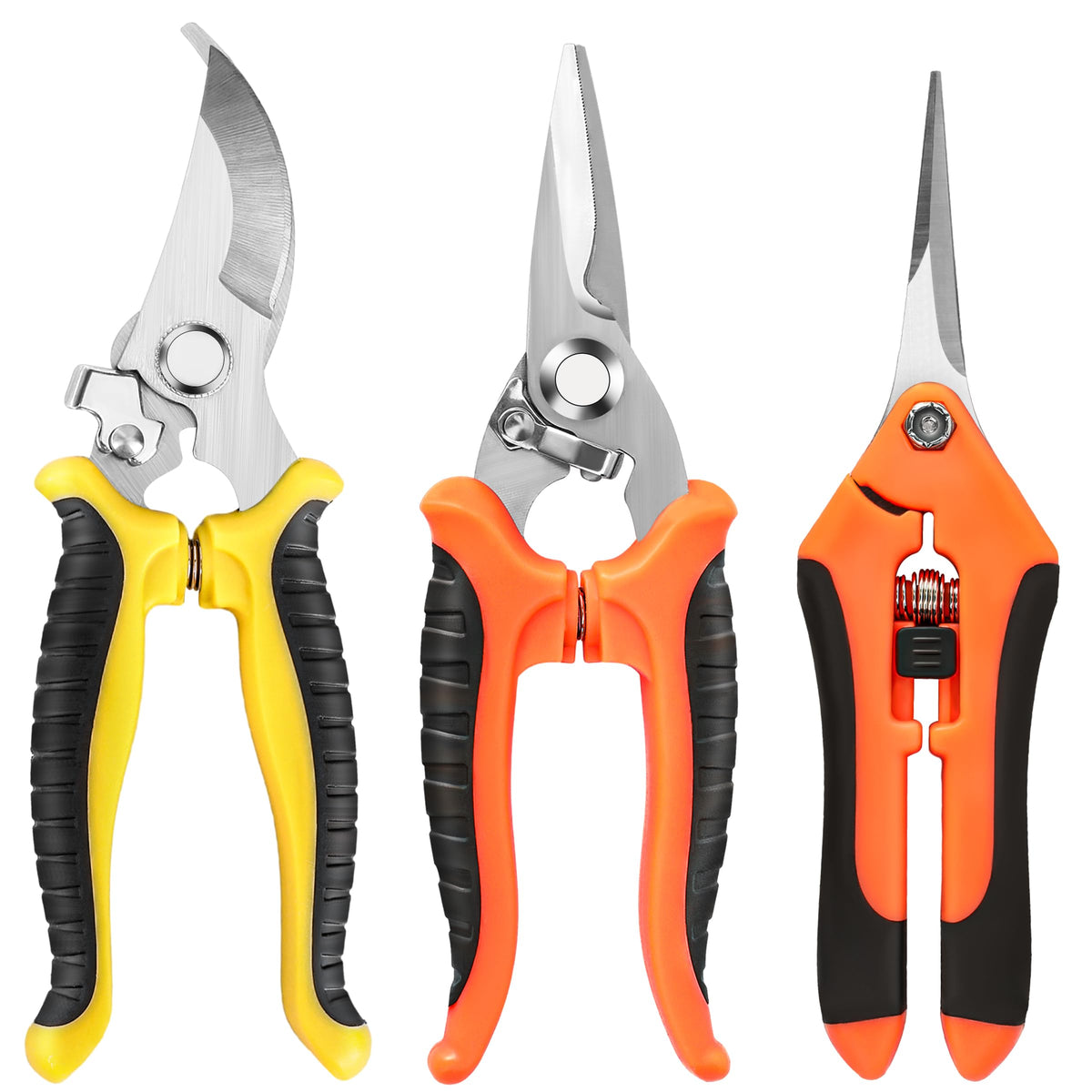 EWPJDK 3 Pack Garden Pruning Shears Scissors Clippers Stainless Steel