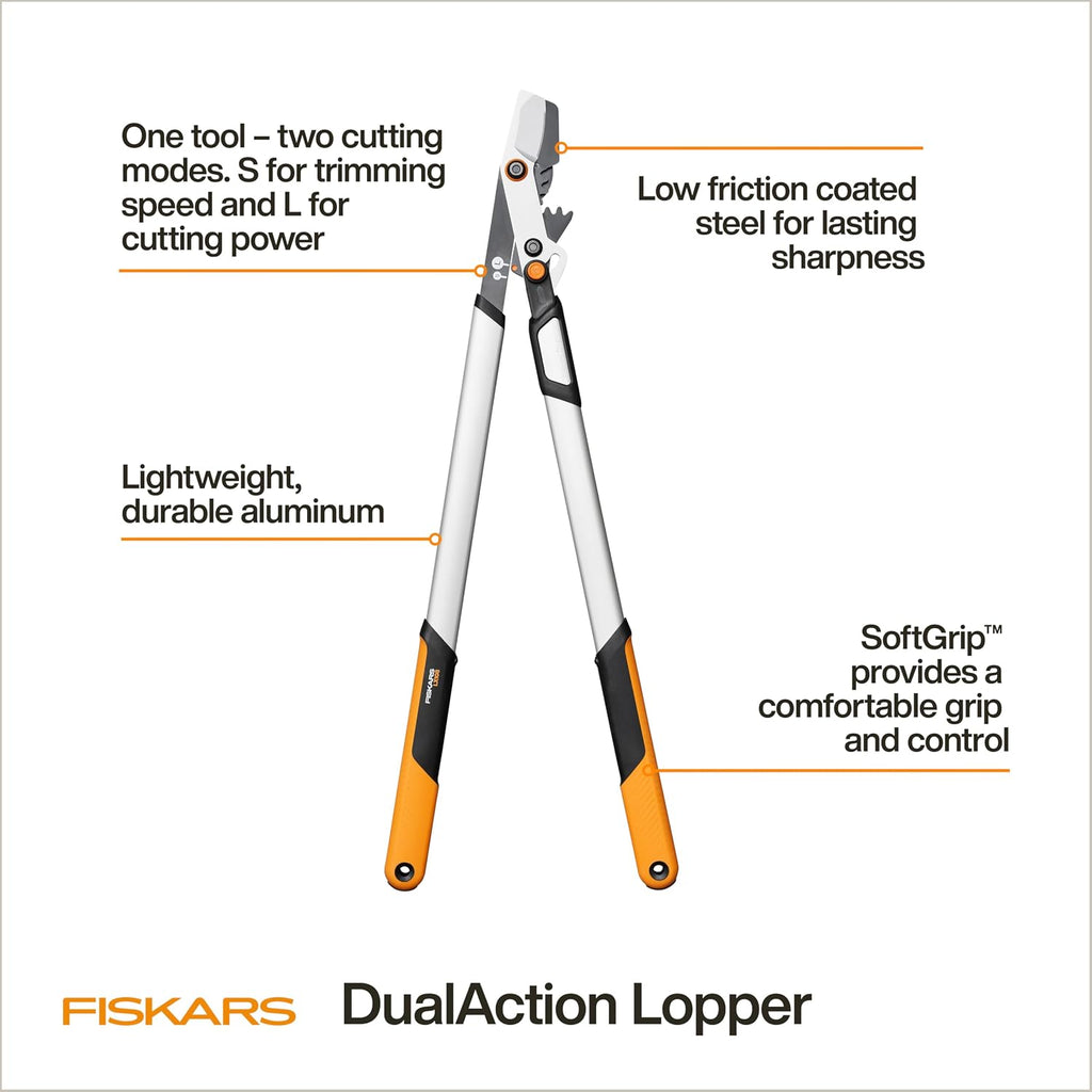 Fiskars 32" DualAction 2-in-1 Loppers, 2" Cut Capacity, Dual Cutting Modes