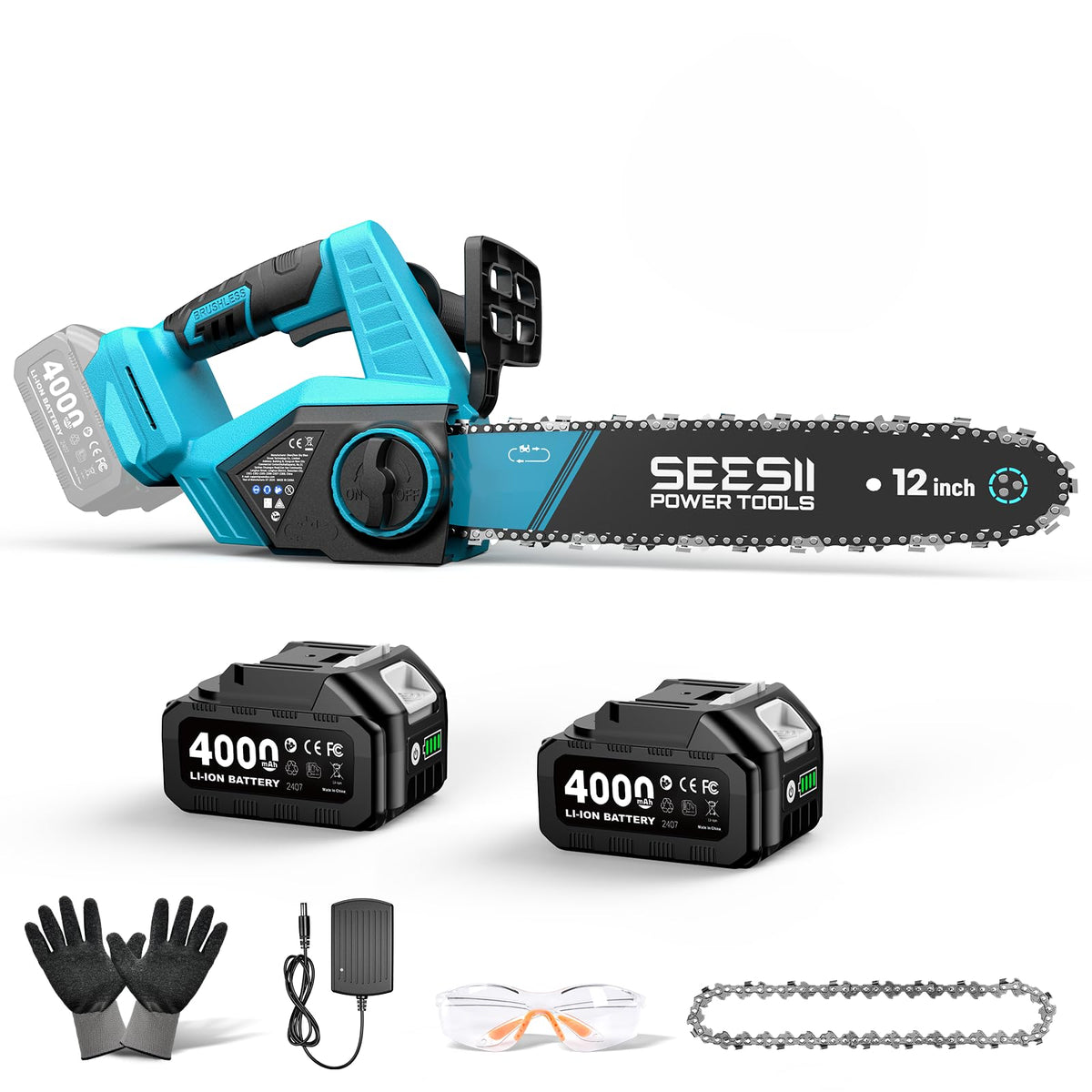 SEESII 2-in-1 Mini Chainsaw & Pruning Shears Combo, Brushless Motor