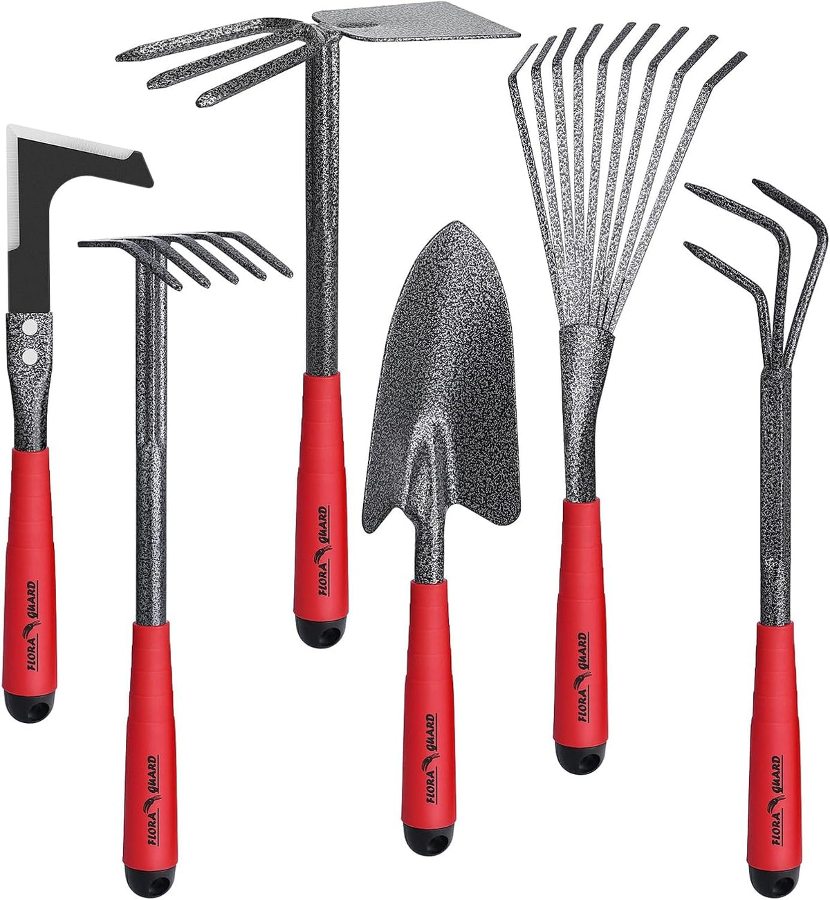 FLORA GUARD 6-Piece Garden Tool Set, Heavy Duty Steel Hand Tools