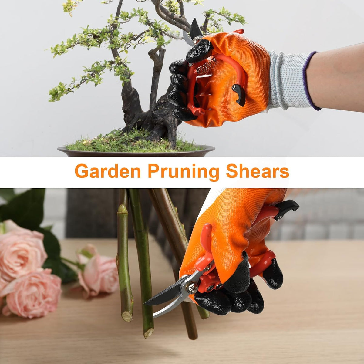 6Pcs Pruning Shears Set with Bypass Pruning Shears, Garden Scissors, Pruning Snips,Saw,Gloves,Storage Bag,Handheld Garden Shears Set for Plant