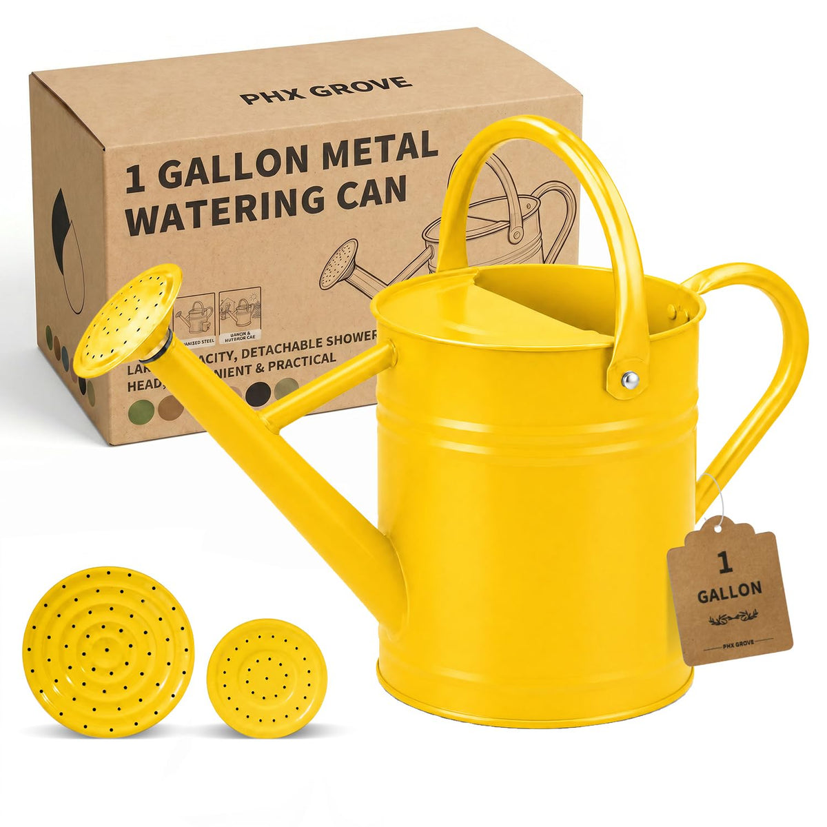 1 Gallon Metal Watering Can for Indoor Outdoor Plants, Cream Green