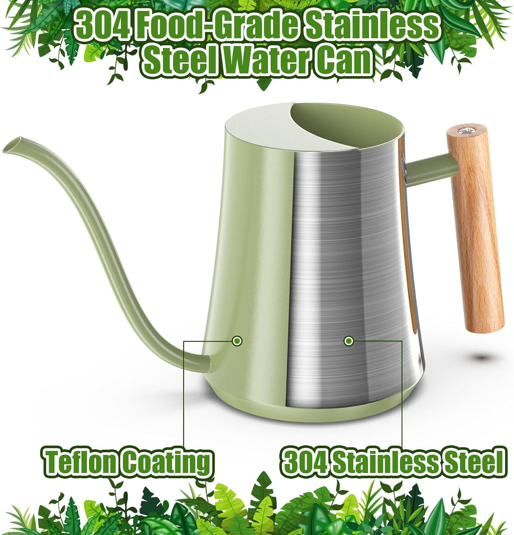 Green Moon 1L/35oz Metal Watering Can Indoor with Long Spout, Sage Green