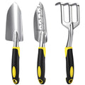 Garden Tool Set, 3 Pack Aluminum Heavy Gardening Kit Including Hand Shovel, Transplant Shovel and Hand Rake for Planting, Digging, Weeding