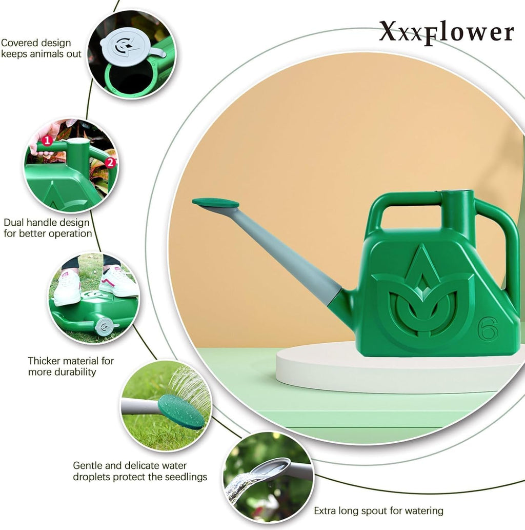 XXXFLOWER 1.5 Gallon Green Watering Can Outdoor Garden Watering Can