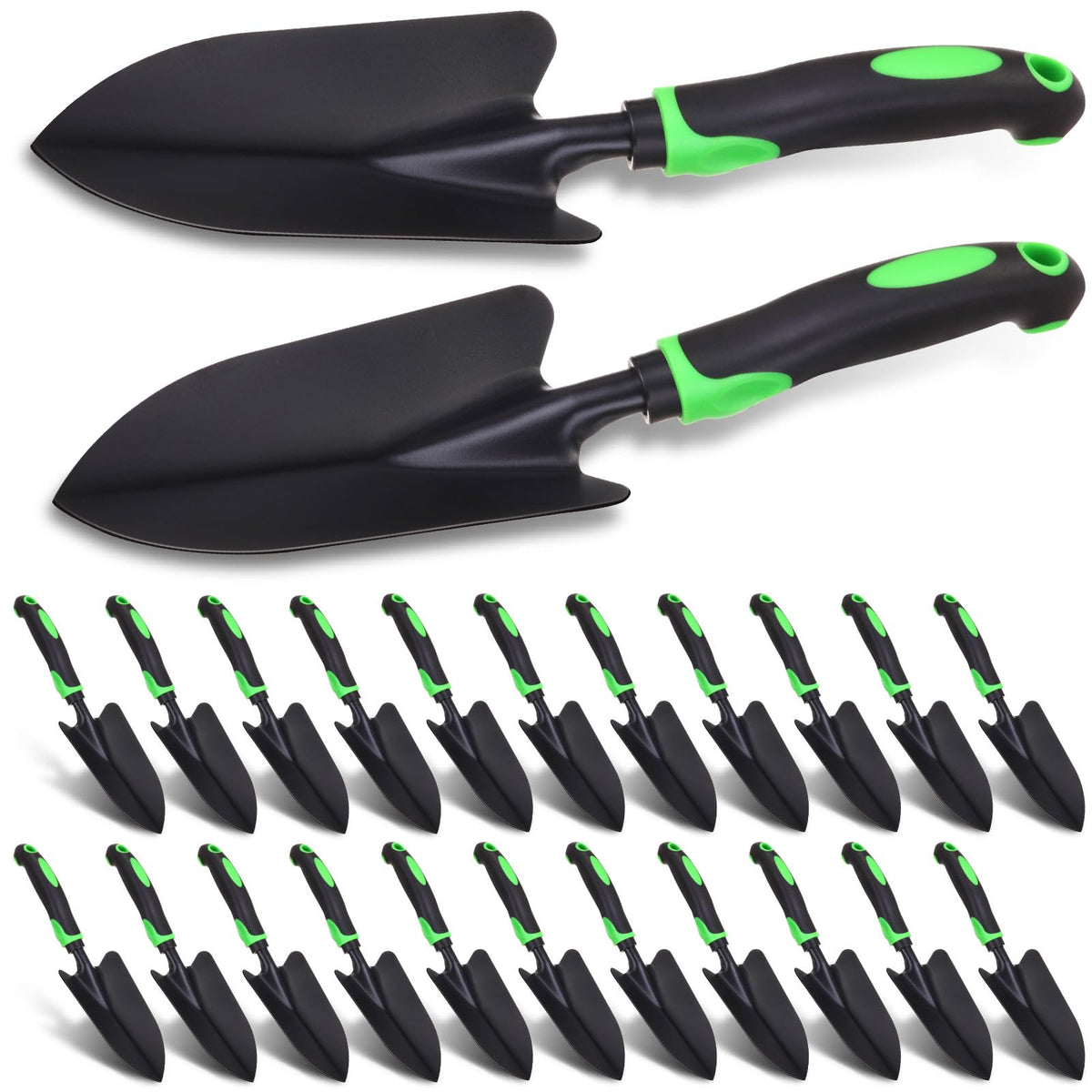 Yaocom 12 Pcs Garden Shovel Aluminum Alloy Heavy Duty Trowel Small Digging Shovels Metal Hand Trowel Spade with Soft Handle for Garden Lawn Yard Planting Tool (Wide Shovel,Yellow,Green,Orange,Red)