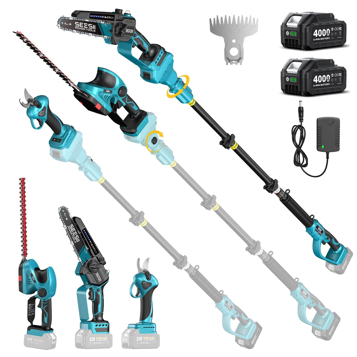 SEESII 2-in-1 Mini Chainsaw & Pruning Shears Combo, Brushless Motor