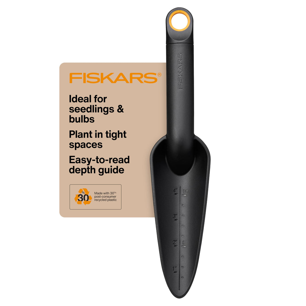 Fiskars Eco Trowel with Curved Spade, Ergonomic Garden Hand Tool