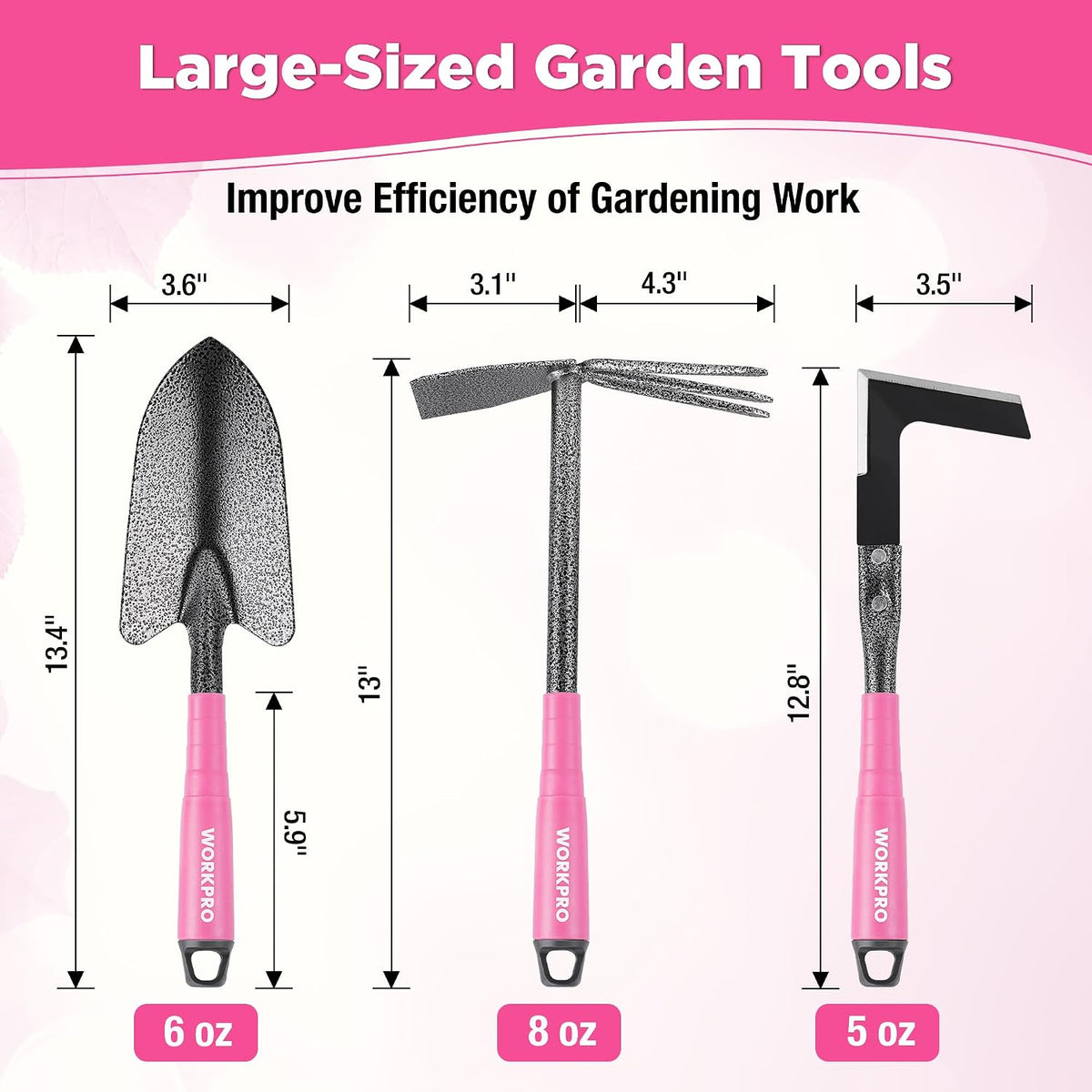 WORKPRO 6-Piece Pink Garden Tool Set