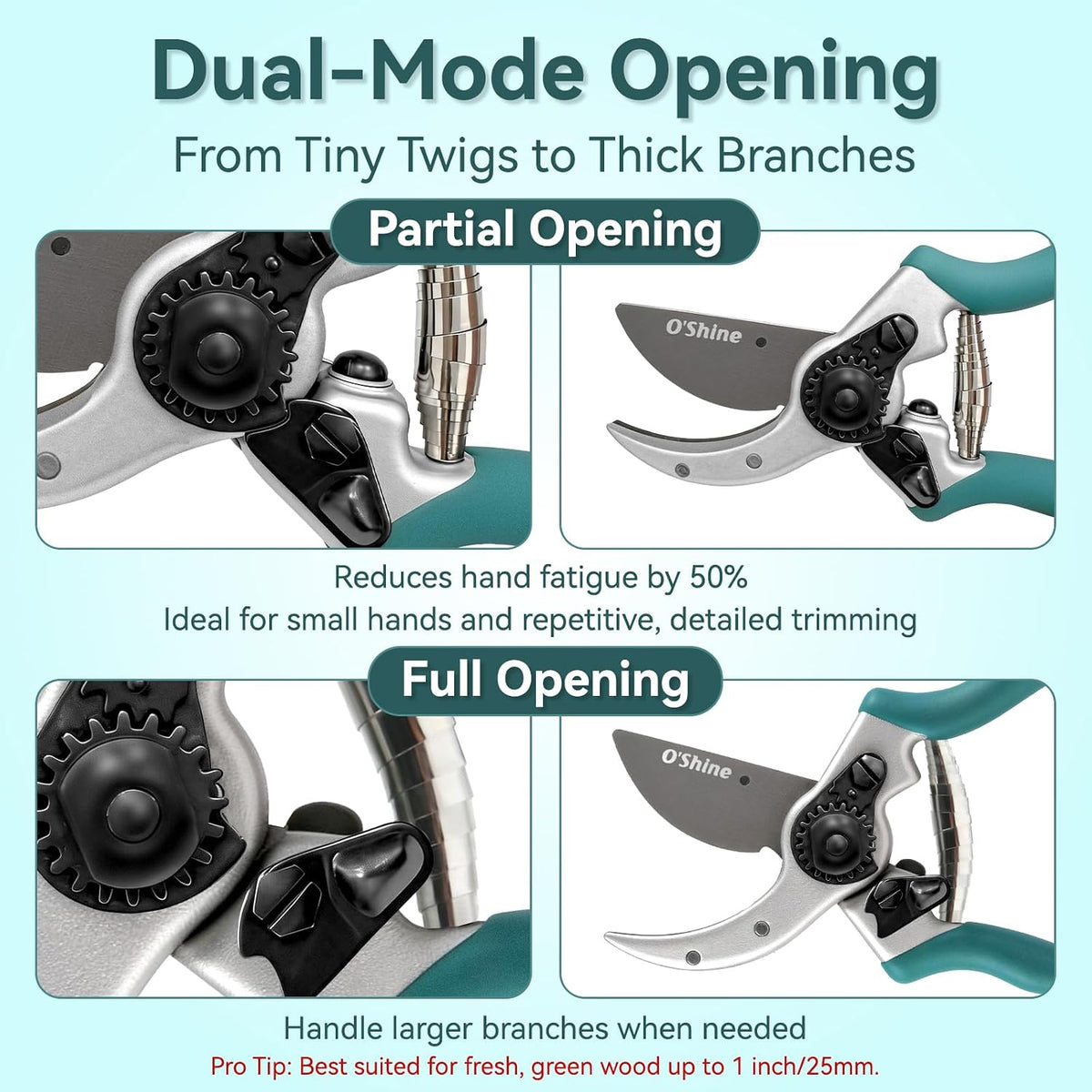O'Shine Premium Bypass Pruning Shears - Heavy Duty Garden Shears