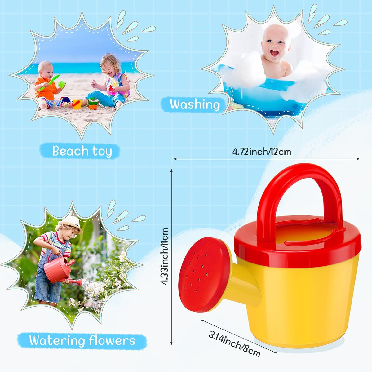 Sosation 12 Pcs Mini Kids Watering Cans with Handle, Basic Style