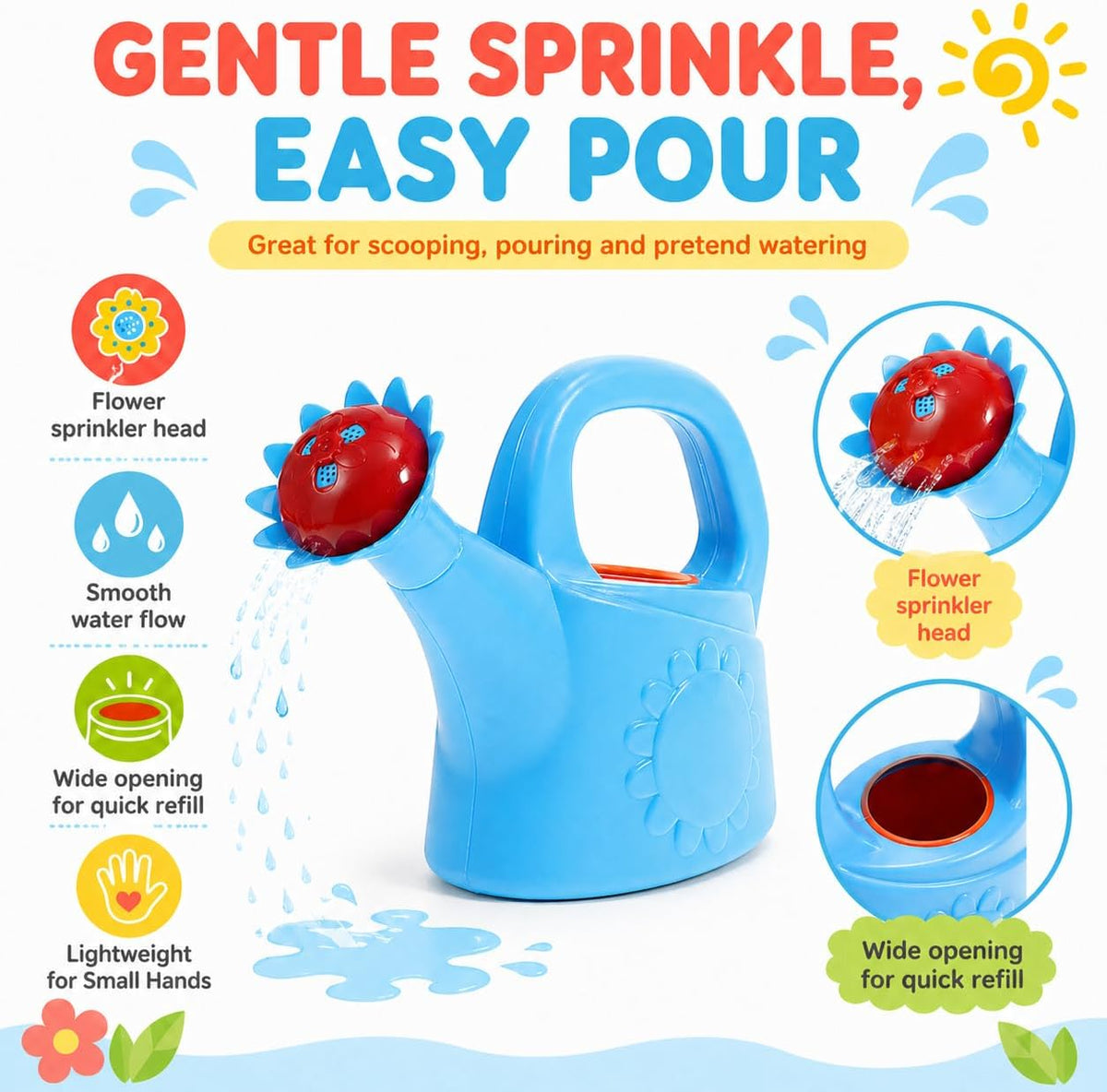 STOBOK 3 Pack Kids Watering Can, Chicken Watering Cans (Random Color)