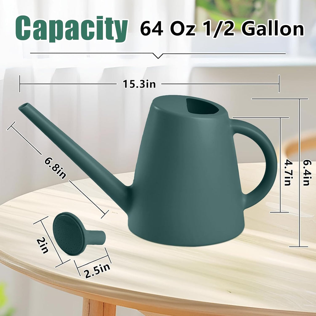 Indoor and Outdoor Watering Can - Long Spout -1/2 Gallon (64oz) - Blackish Green