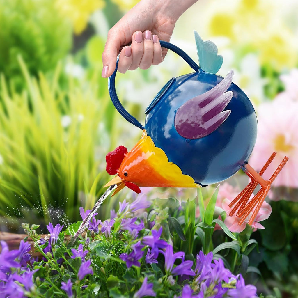 Rooster Metal Watering Can,Cute Watering Can for Indoor Outdoor Plants