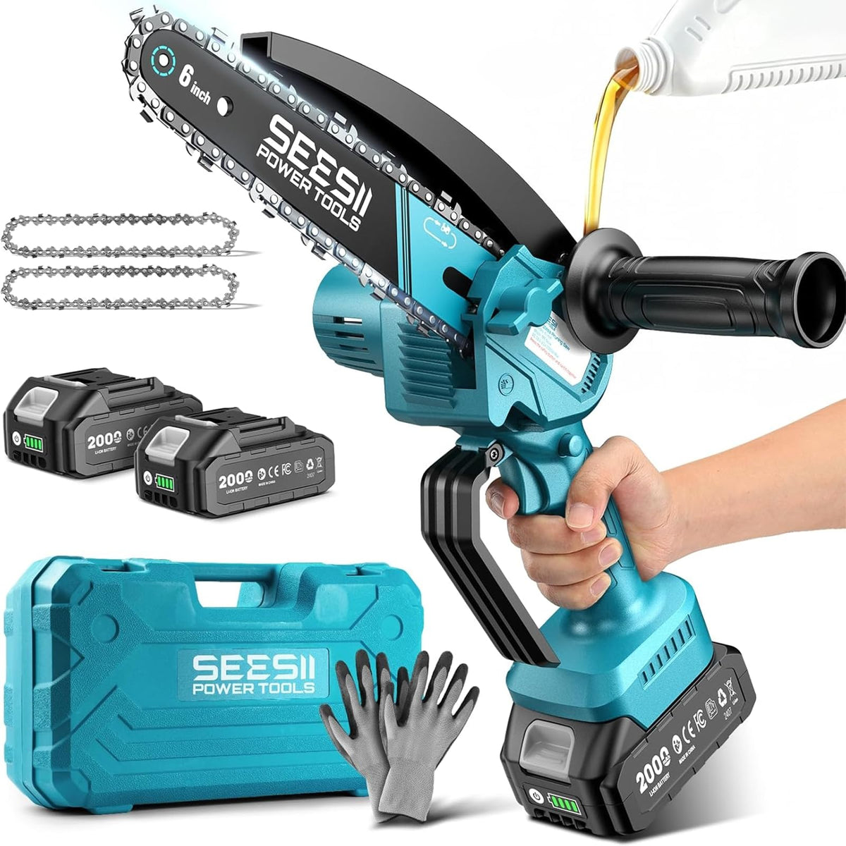 SEESII 2-in-1 Mini Chainsaw & Pruning Shears Combo, Brushless Motor