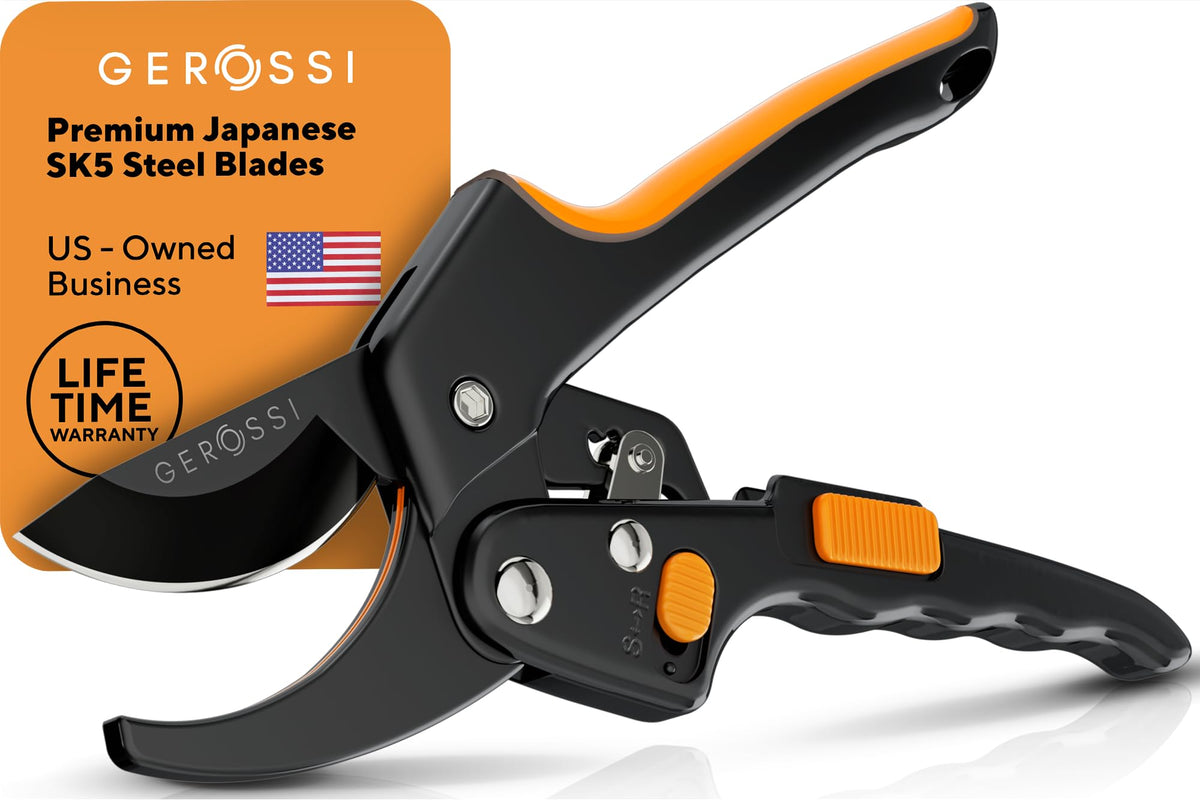 Gerossi Ratchet Pruning Shears Heavy Duty, Hand Pruners for Gardening