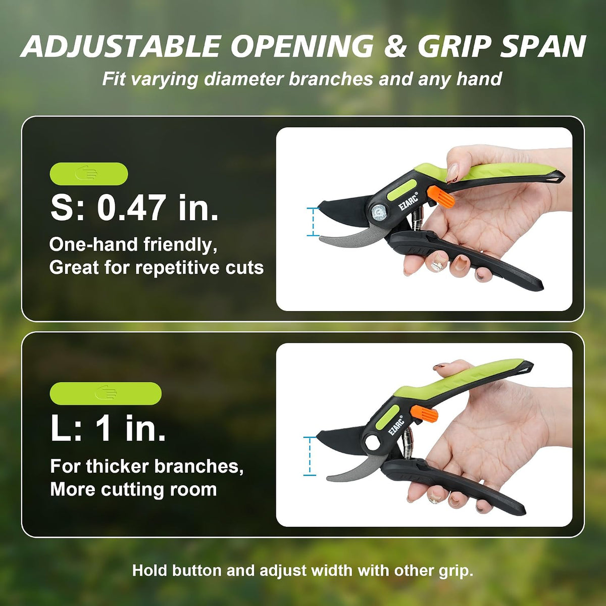 EZARC Bypass Pruning Shears, SK5 Steel Blade, 1 Inch Cut Capacity