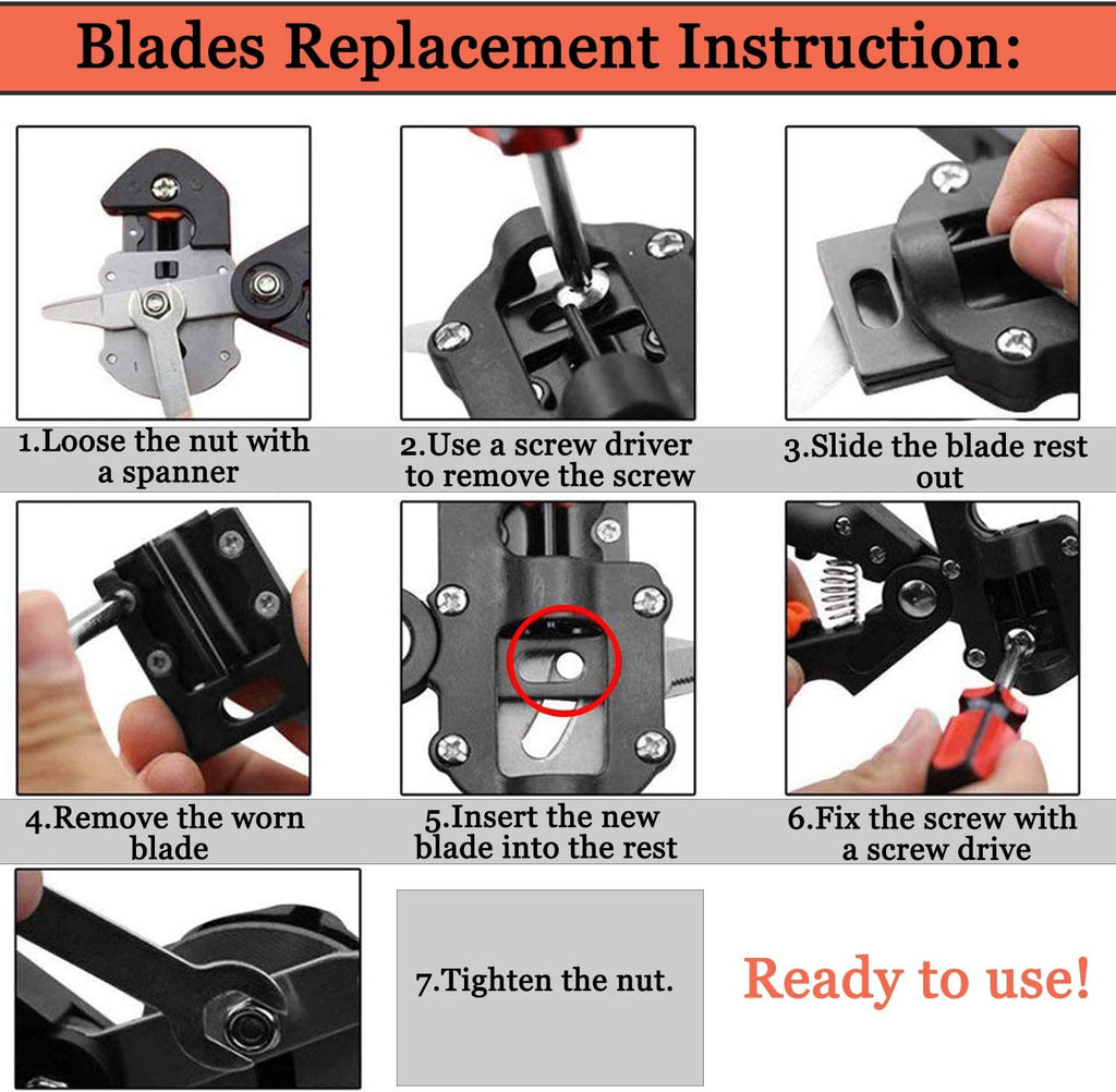 2-in-1 Garden Grafting Tools Pruner Kit, V-Graft Omega-Graft and U-Graft, Plant Branch Vine Fruit Tree Cutting Tool Kits Scissors