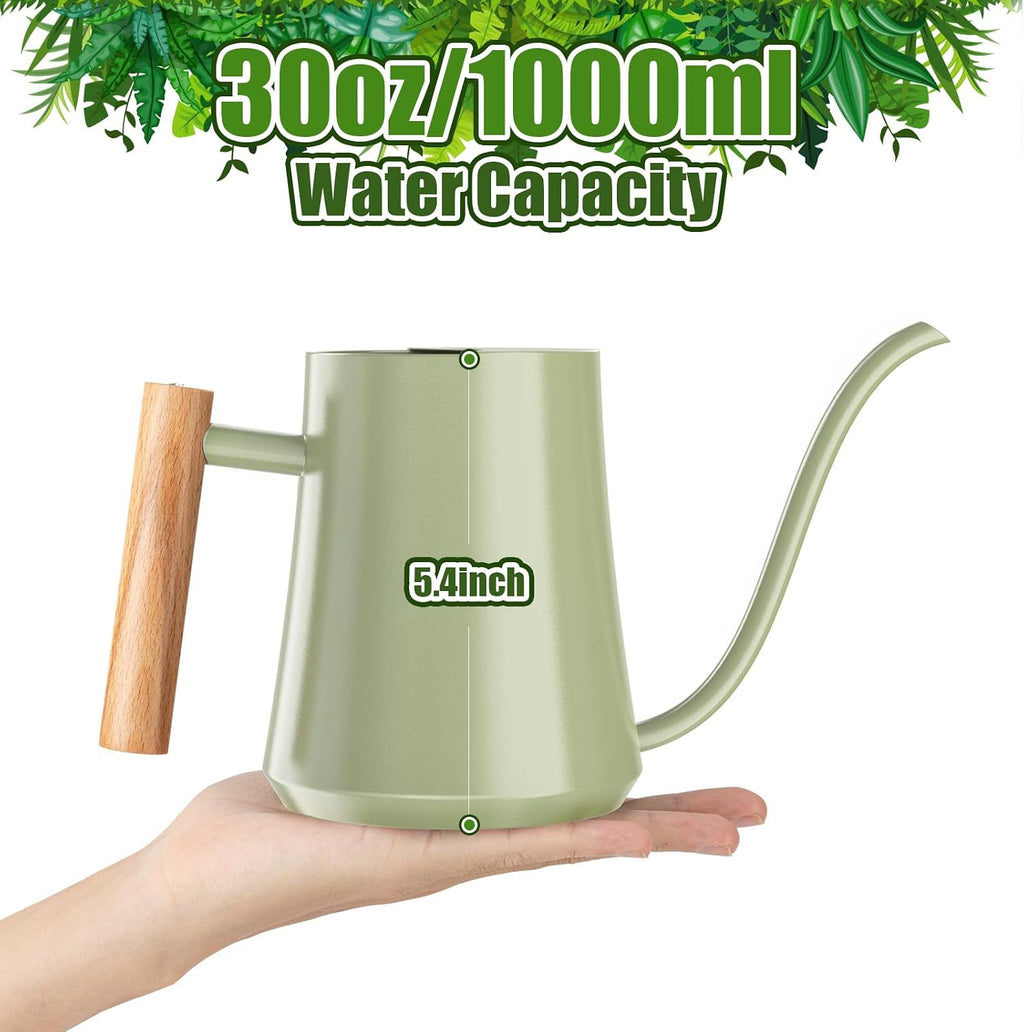 Green Moon 1L/35oz Metal Watering Can Indoor with Long Spout, Sage Green