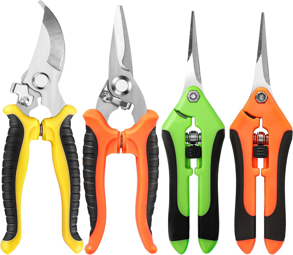 EWPJDK 4 Pack Garden Pruning Shears Scissors Clippers Stainless Steel