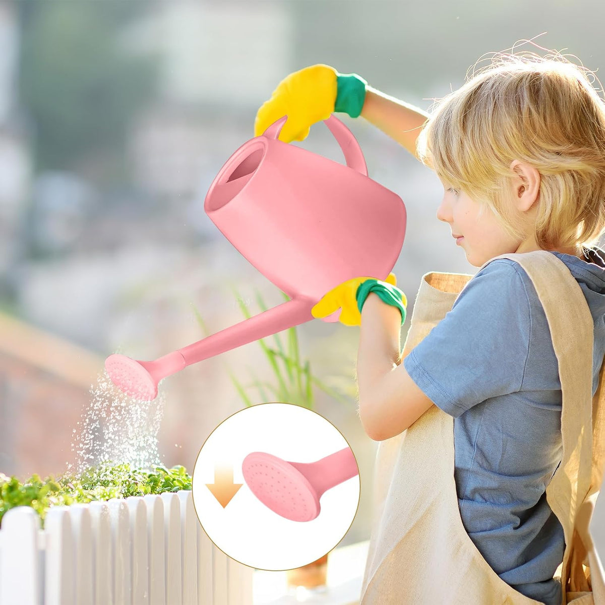 Plastic Watering Can for Home Plant Garden 1/2 Gallon Pink