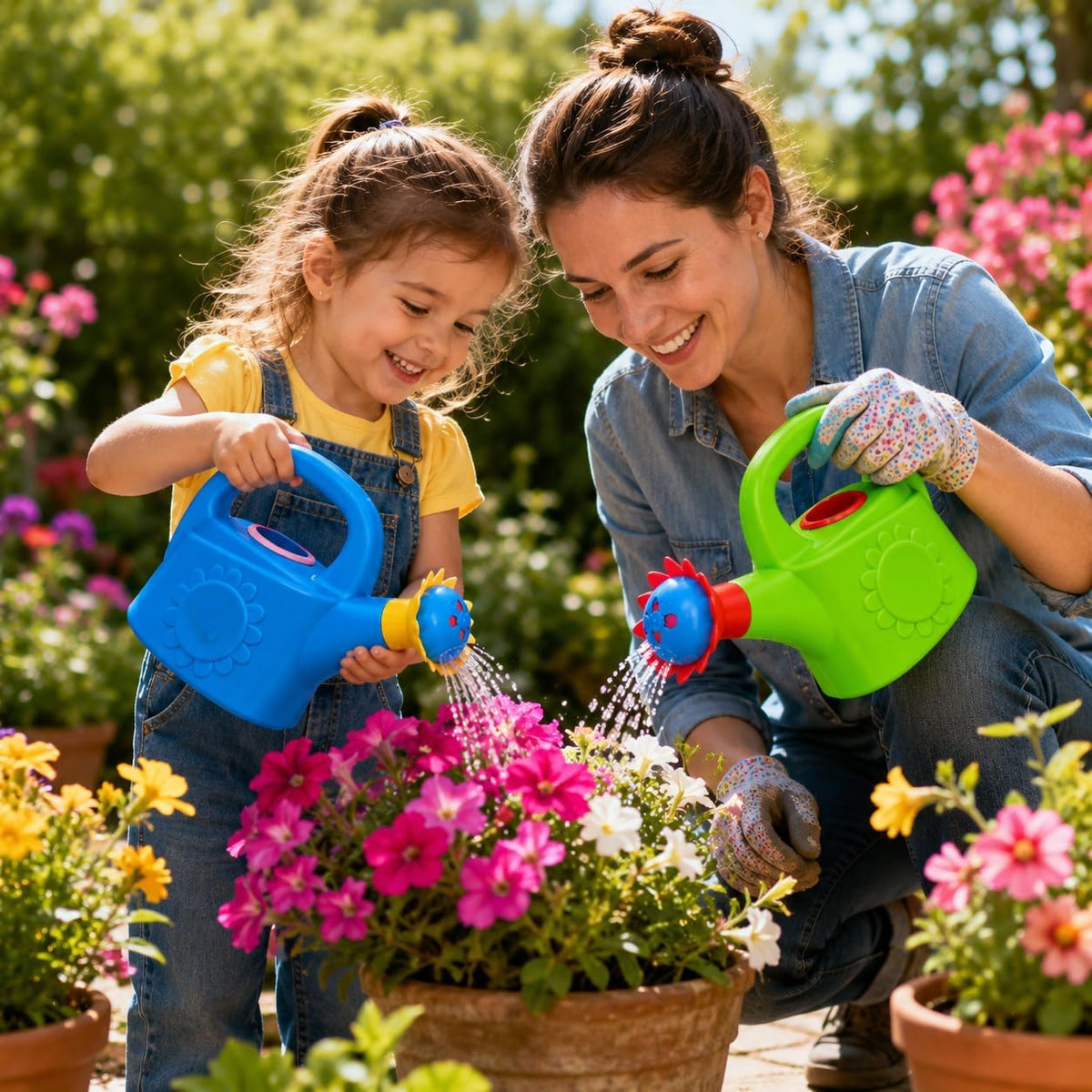 Garneck 2pcs Kids Watering Can Toddler Toy: Plastic Garden Bath Toy for Toddlers Indoor Outdoor Plant Playhouse Water Table Activity Set Assorted Colors(Random Color)