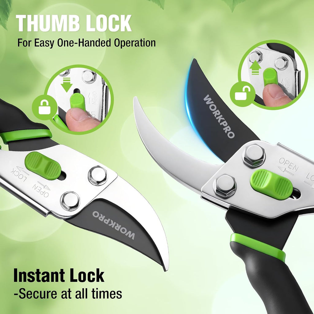WORKPRO 8.5" Bypass Pruning Shears, 5/8" Cut Capacity Garden Shears