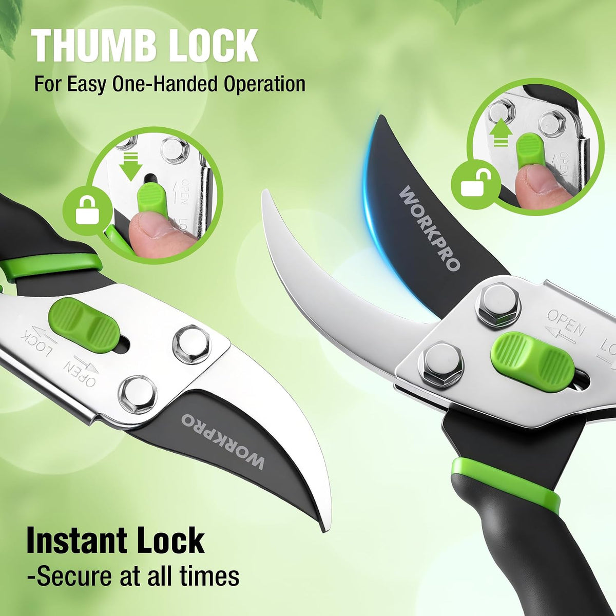 WORKPRO 8.5" Bypass Pruning Shears, 5/8" Cut Capacity Garden Shears