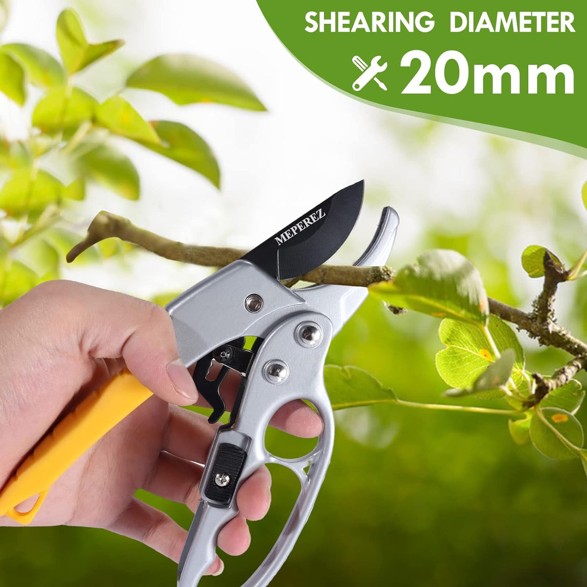 Premium pruning shears, hand pruners 4x cutting power trimming, garden clippers heavy duty 1-inch cut capacity, gardening gifts man & women, scissors gardening tools, arthritis weak hand snips