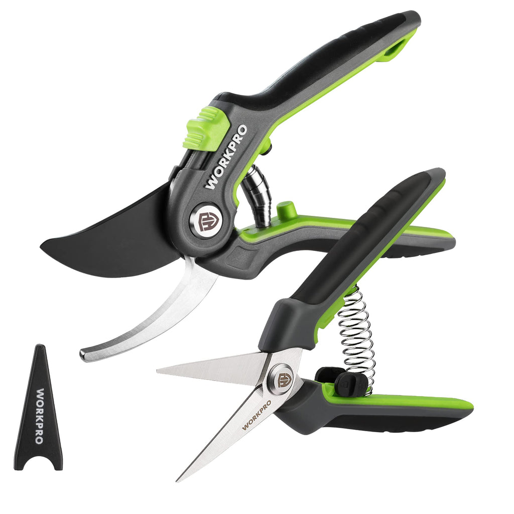 WORKPRO 8" Bypass Pruning Shears for Gardening with Dual-Size Opening