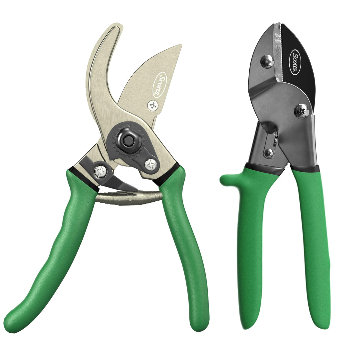 Scotts 2-Piece Pruning Tool Set – Includes 8 in. Bypass Pruning Shears for Live Plants and Soft Stems, and 7.5 in. Folding Saw for Cutting Thick Branches