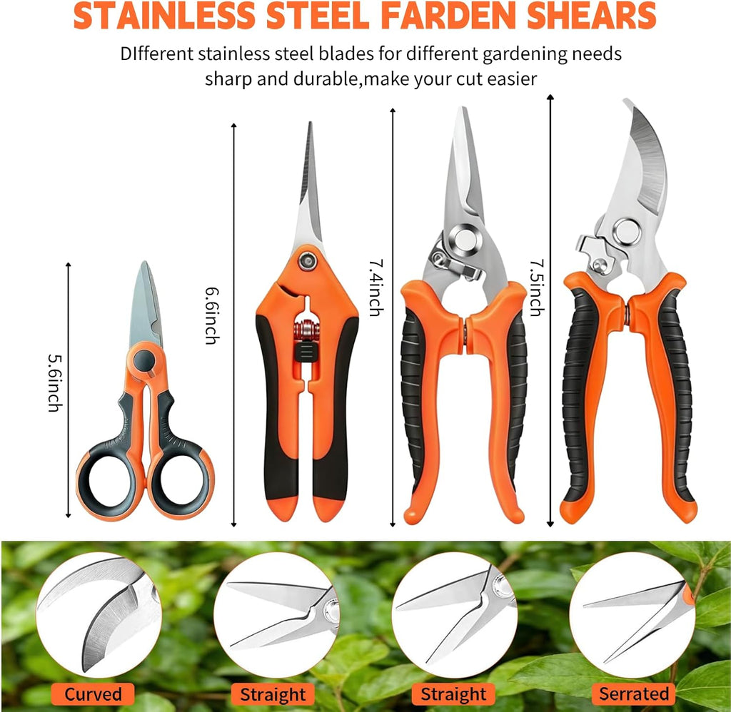 HoMaNa 4 Pack Garden Shears Pruning Set, Stainless Steel Multi-Blade