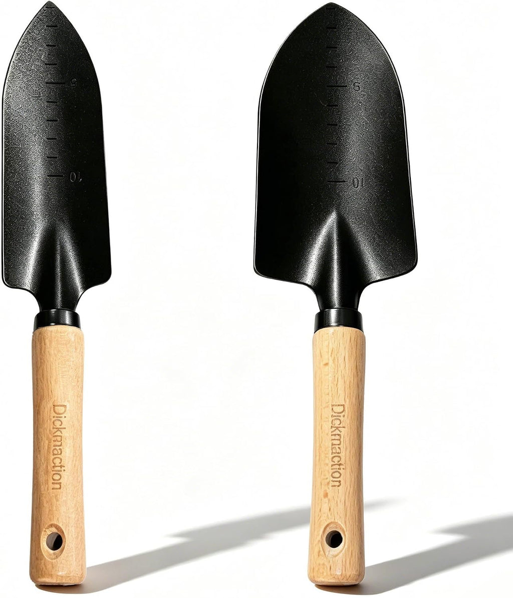 2 Pack Garden Trowel Set Carbon Steel Hand Shovel with Measurement Marks for Digging Planting and Transplanting Garden Work