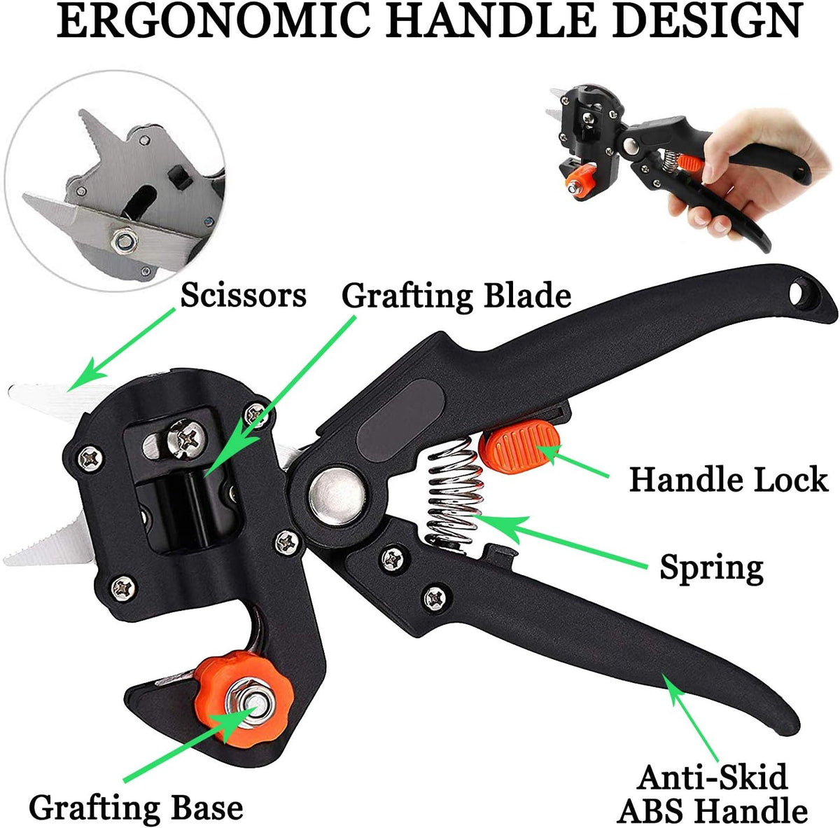 2-in-1 Garden Grafting Tools Pruner Kit, V-Graft Omega-Graft and U-Graft, Plant Branch Vine Fruit Tree Cutting Tool Kits Scissors