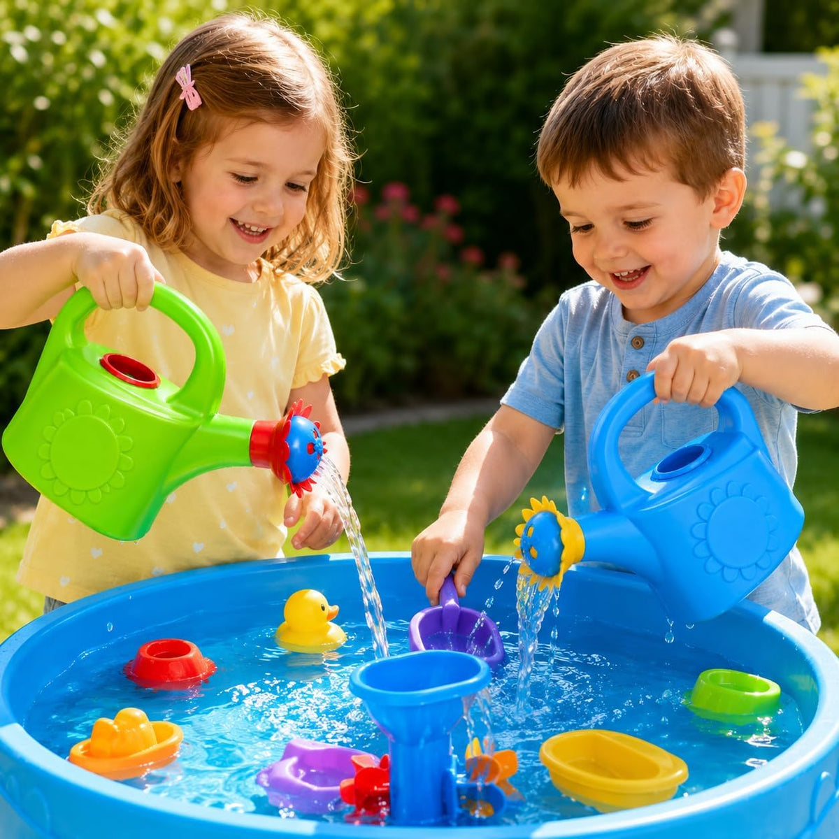 Garneck 2pcs Kids Watering Can Toddler Toy: Plastic Garden Bath Toy for Toddlers Indoor Outdoor Plant Playhouse Water Table Activity Set Assorted Colors(Random Color)