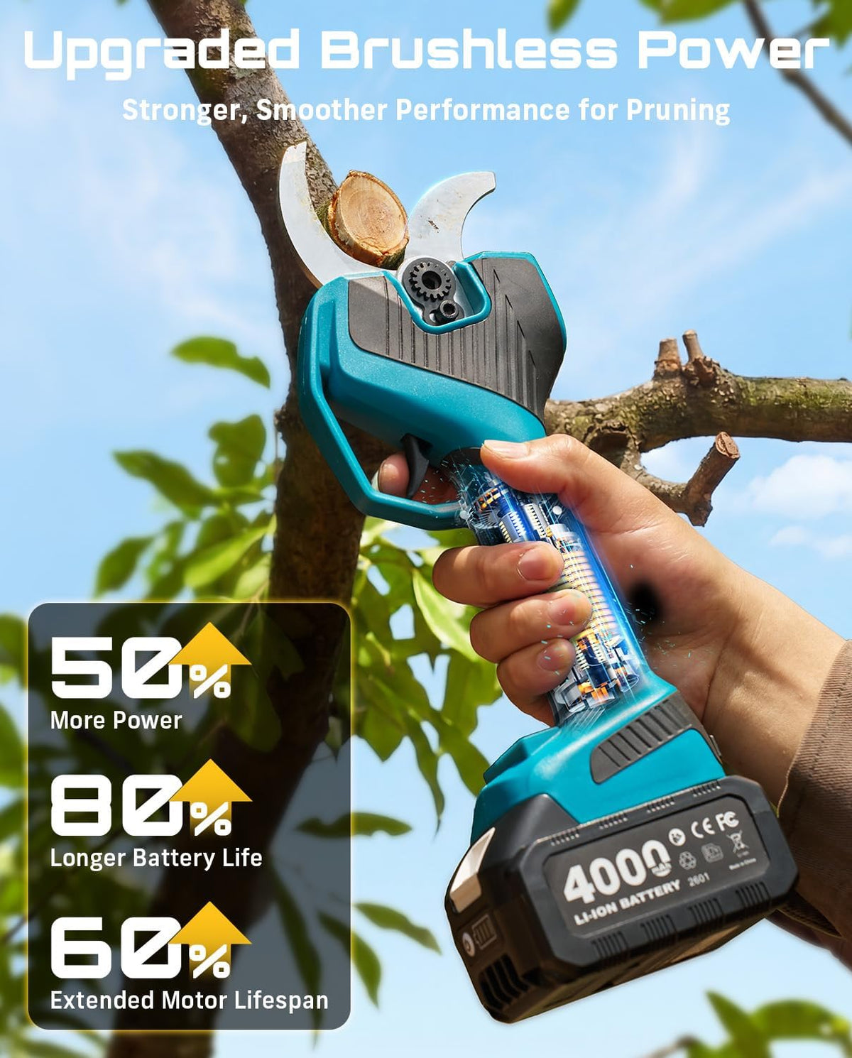 SEESII Electric Pruning Shears 4 Modes, 2.2" Cut Electric Pruners Cordless