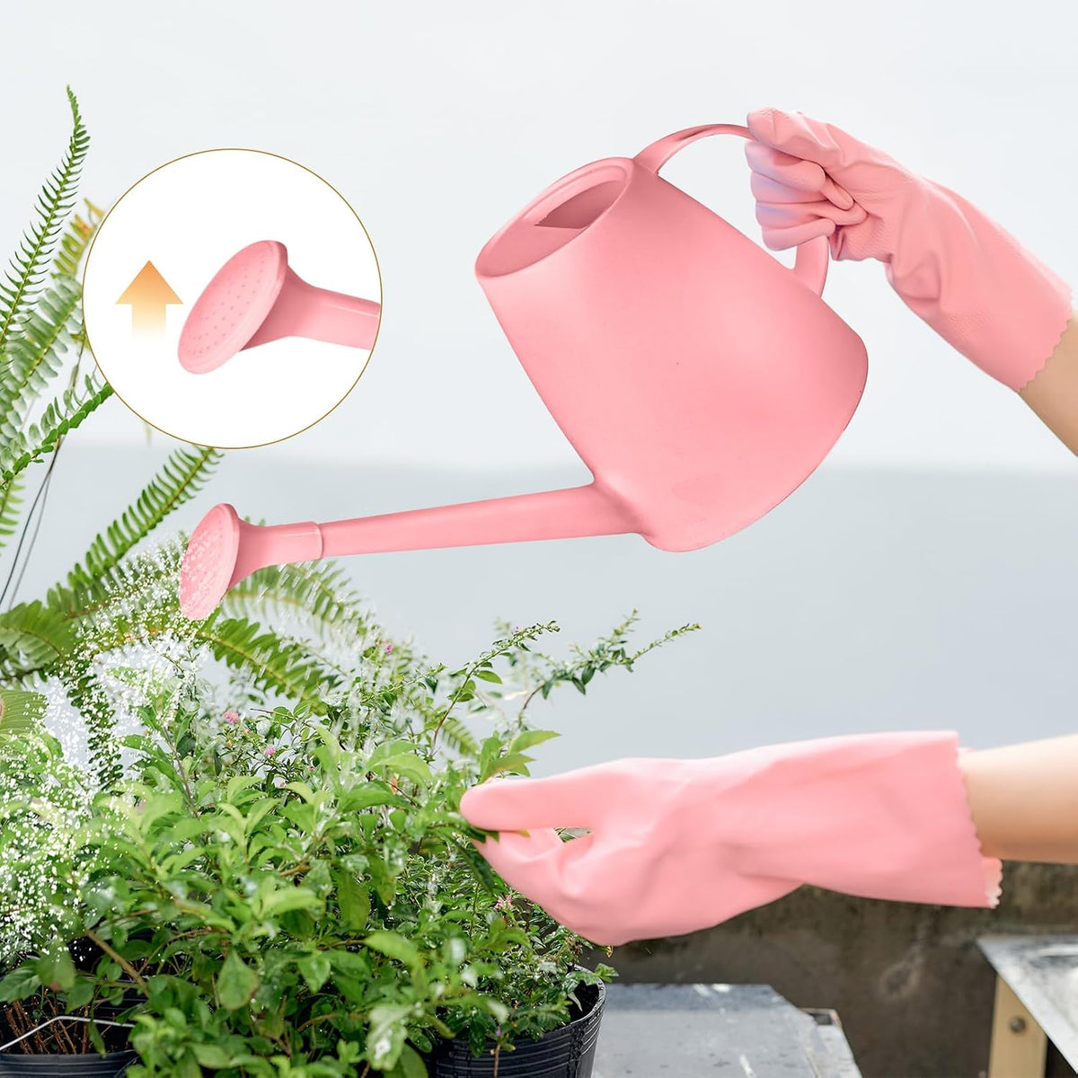 Plastic Watering Can for Home Plant Garden 1/2 Gallon Pink