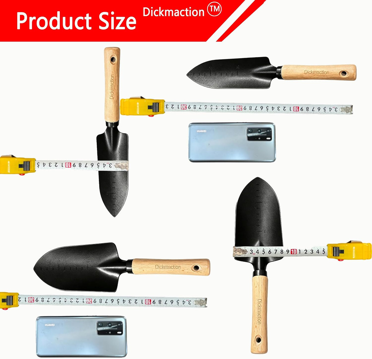 2 Pack Garden Trowel Set Carbon Steel Hand Shovel with Measurement Marks for Digging Planting and Transplanting Garden Work